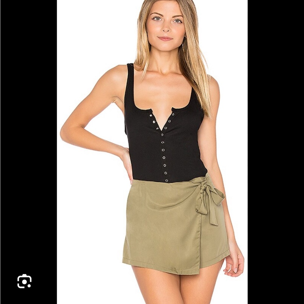 STILLWATER // long black snap button ribbed tank top